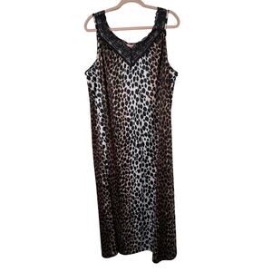 XL Vtg Heather Collection Leopard Nightgown & Moo Moo Set USA Made Lace Y2K Glam